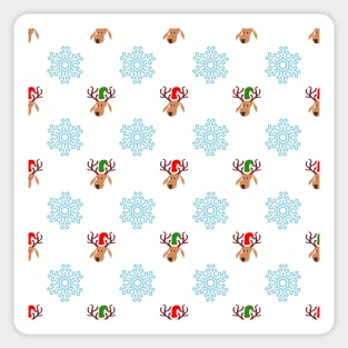 Christmas Reindeer Dogs Cute Cozy Home Decor & Gifts Graphic Design Santa Dog Snowflakes Sticker